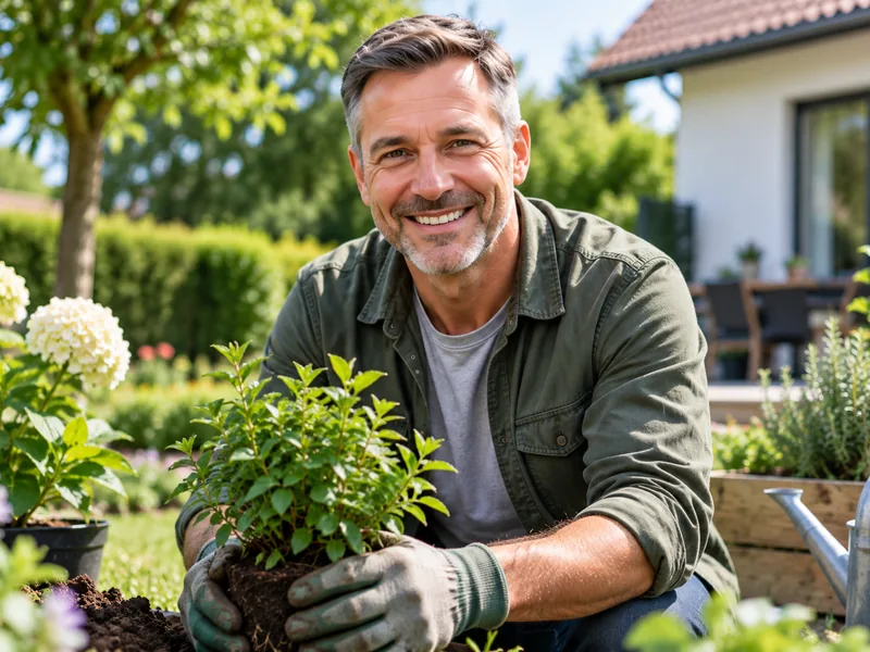Experienced helper working in a garden